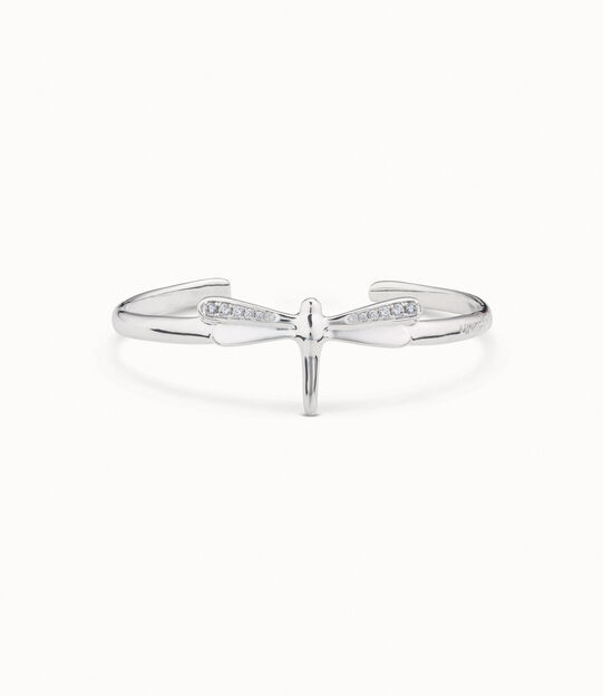 Pulsera bañada en plata de ley con forma de libélula con topacios