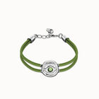 Double green leather birthstone bracelet with eye