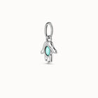 Charme plaqu&eacute; argent en forme de main et cristal en verre de Murano