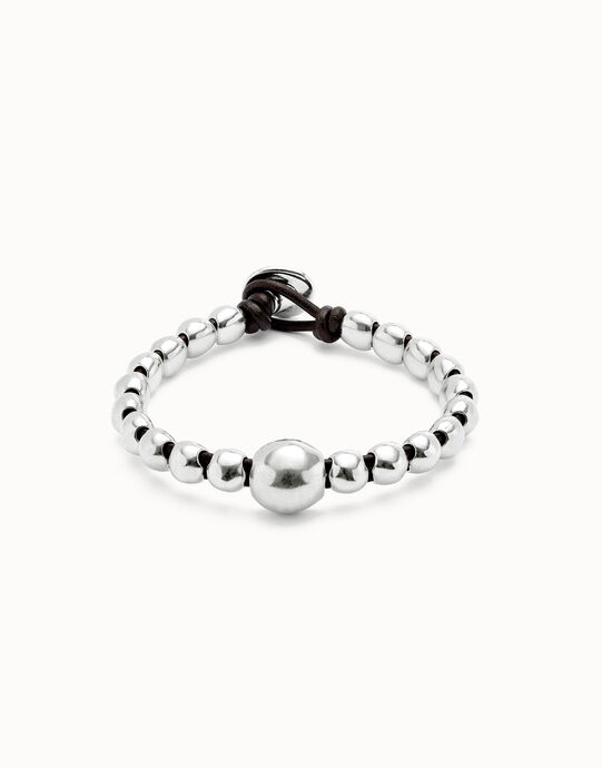 Pulsera de bolas ba&ntilde;adas en plata de ley y bola central de mayor tama&ntilde;o