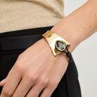 Semi-rigid bracelet with leather and a grey drop-shaped faceted crystal