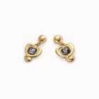 Drop earrings with a heart and black crystal