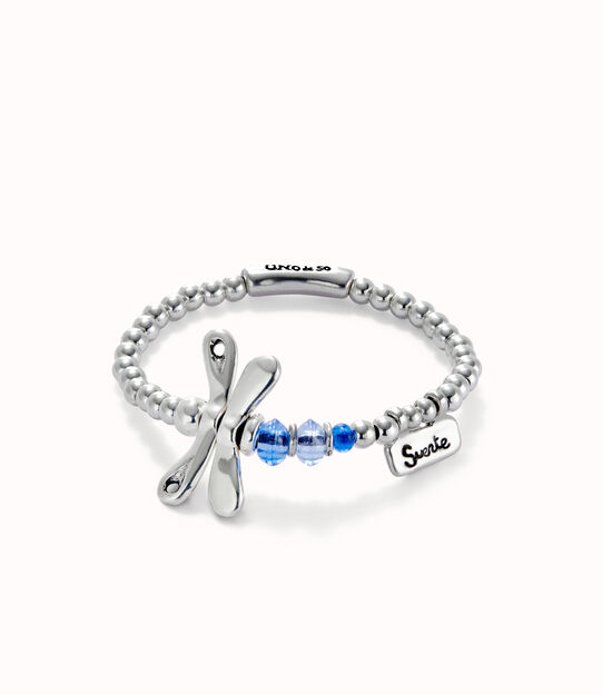 Bracciale elastico con libellula placcato argento sterling