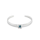 Pulsera r&iacute;gida ba&ntilde;ada en plata de ley con circonita azul