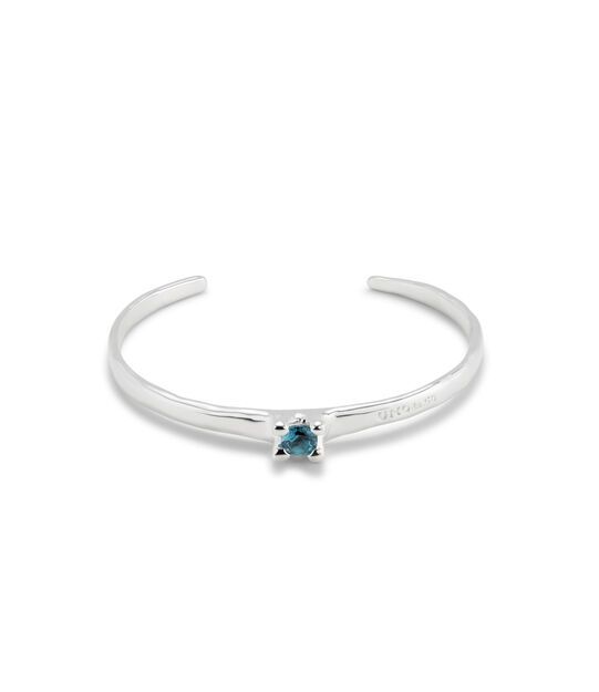Sterling silver-plated cuff bracelet with blue cubic zirconia