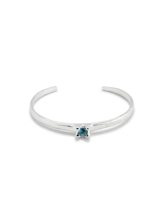 Pulsera r&iacute;gida ba&ntilde;ada en plata de ley con circonita azul