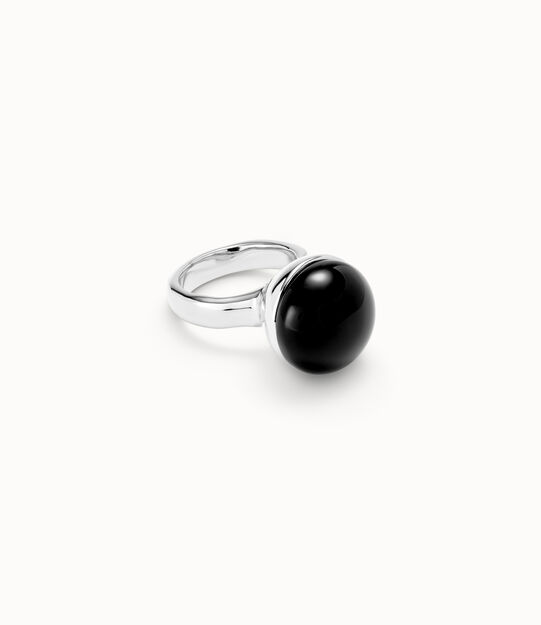 Anello placcato argento Sterling con cristallo di Murano nero