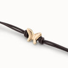 Double strand leather bracelet with a butterfly