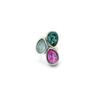 Ring with three multicoloured drop-shaped faceted crystals