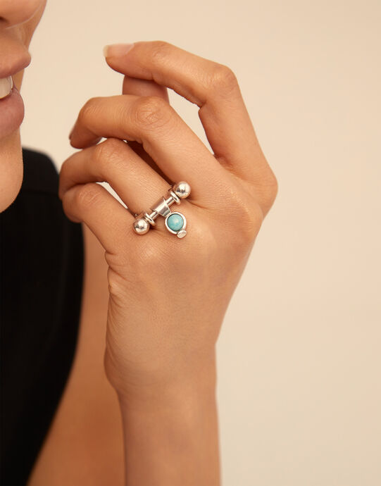 Charm with amazonite stone, Silver, large