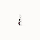 Charm ba&ntilde;ado en plata de ley con forma redonda y un cristal rosa