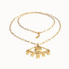 Long pendant chain necklace with central eye