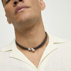 Short leather necklace with two drops