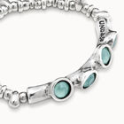Pulsera de cuero ba&ntilde;ada en plata de ley con cristales