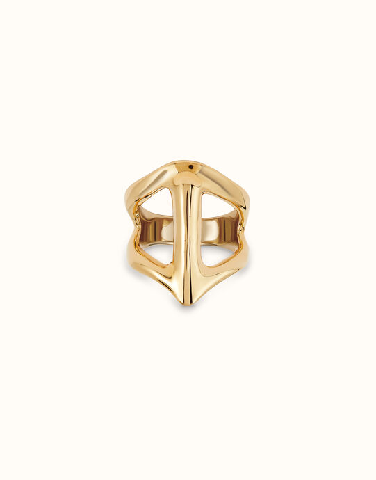 Anillo ba&ntilde;ado en oro 18K con forma de mantarraya
