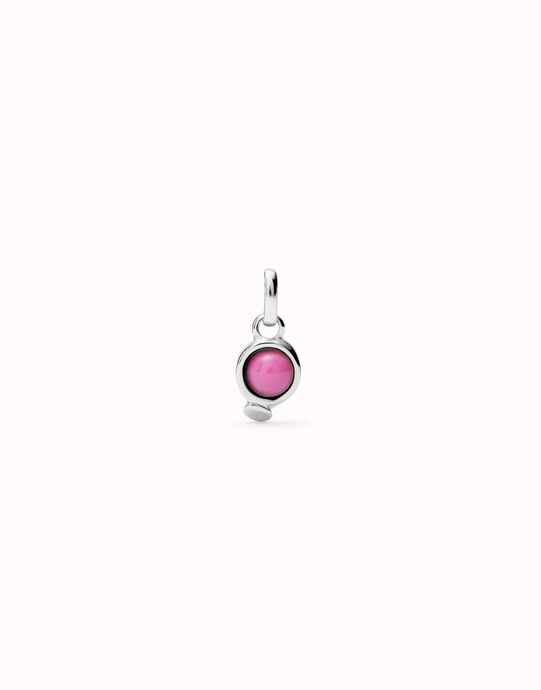 Colgante  ba&ntilde;ado en plata de ley con piedra rosa