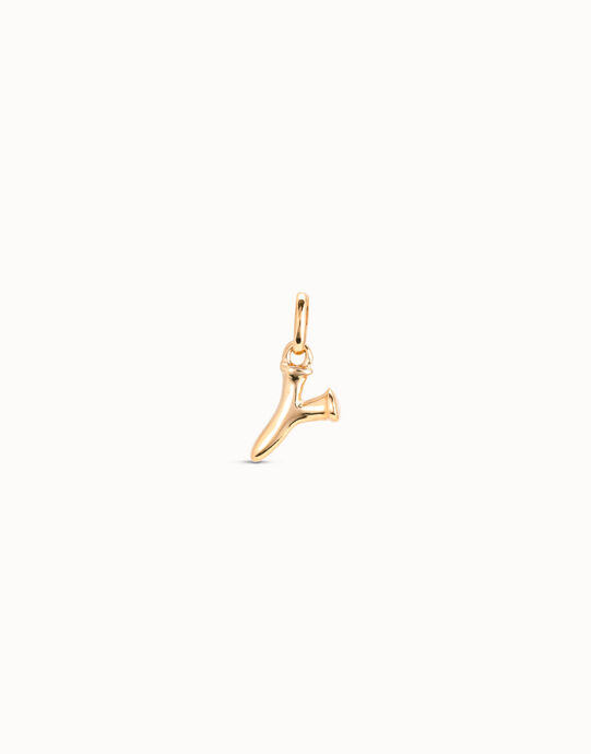 Charm ba&ntilde;ado en oro de 18k de letra Y