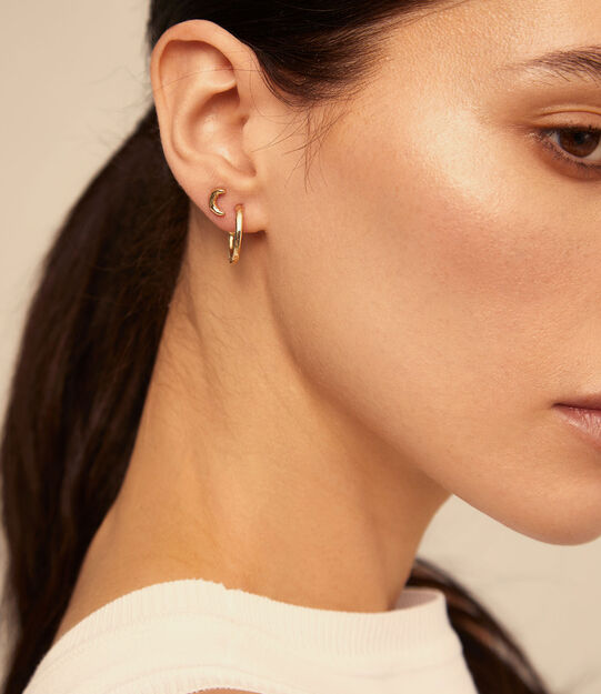 Moon Single Stud Earring, Golden, large