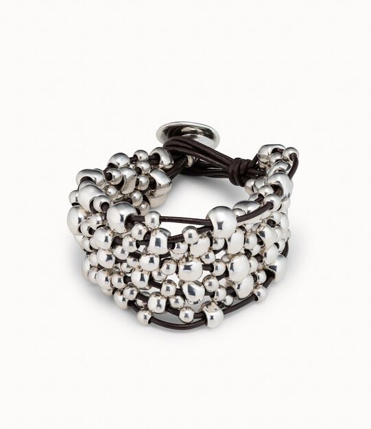 Leather bracelets with sterling silver-plated beads