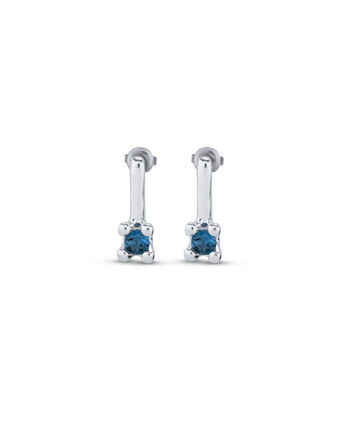 Sterling silver-plated medium sized earrings with blue cubic zirconia