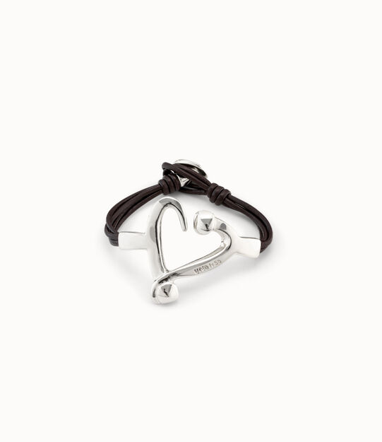 Leather bracelet with a nailed heart shape