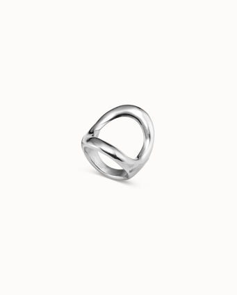Sterling silver-plated ring with large central oval