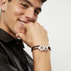 Double brown leather bracelet with interlocking carabiner