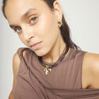 Brown leather and silk thread necklace with heart detail