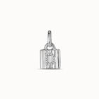 Sterling silver-plated padlock charm with topaz letter D