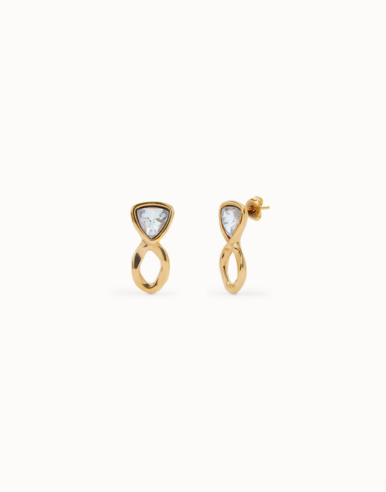 Boucles d&rsquo;oreille plaqu&eacute;es or 18 carats avec cristaux triangulaires multicolores