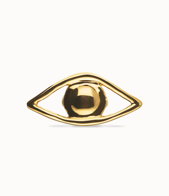 Anillo bañado en oro 18k con forma de ojo grande