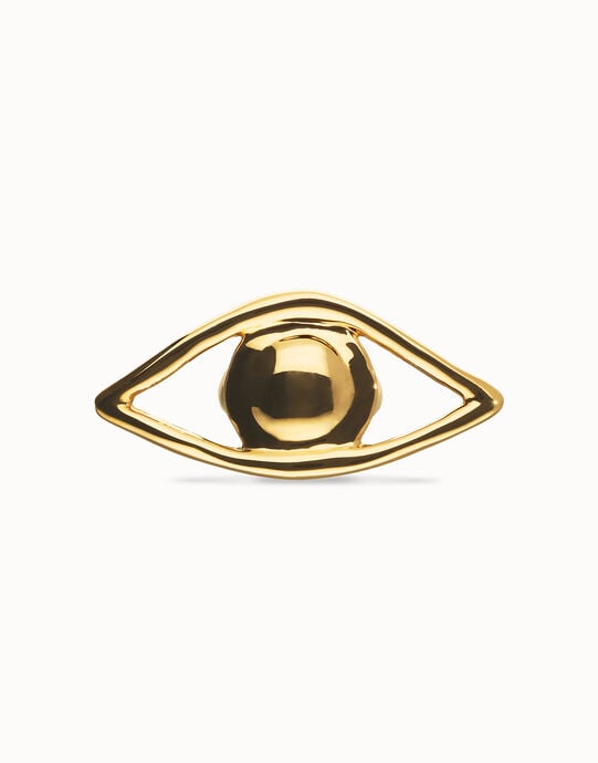 Anillo ba&ntilde;ado en oro 18k con forma de ojo grande