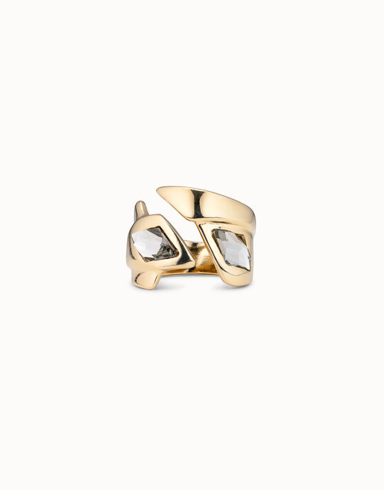 Anillo ba&ntilde;ado en oro de cristal gris Superstition