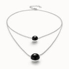 Multi-layer pendant link necklace with black murano glass