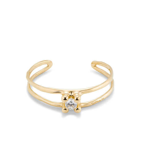 18K gold-plated cuff bracelet with central crystal