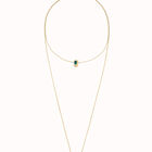 Double strand chain necklace with green crystals