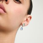 Long  earrings with two multicoloured drop-shaped faceted crystals