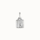 Sterling silver-plated padlock charm with topaz letter R