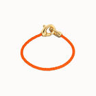 Orange leather bracelet with interlocking carabiner