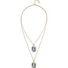 Double necklace with two rectangular faceted crystals