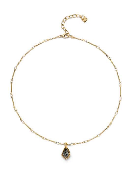 Necklace with a grey drop-shaped faceted crystal