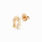 Arete individual ba&ntilde;ado en oro de 18k de herradura