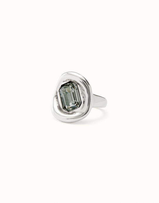 Ring with grey crystal
