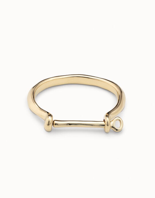 Pulsera r&iacute;gida ba&ntilde;ada en ba&ntilde;ado en oro para mujer, Dorado, large