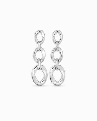 Sterling silver-plated earrings with 3 links