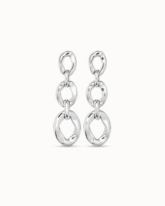 Boucles d’oreilles plaquées argent avec 3 maillons