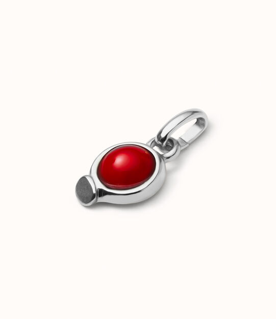 Charm with red stone, Silver, large