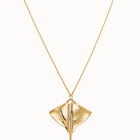 Long chain pendant necklace with manta ray