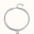 Short beaded chain necklace with padlock charm