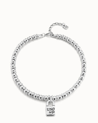 Sterling silver-plated necklace with padlock charm